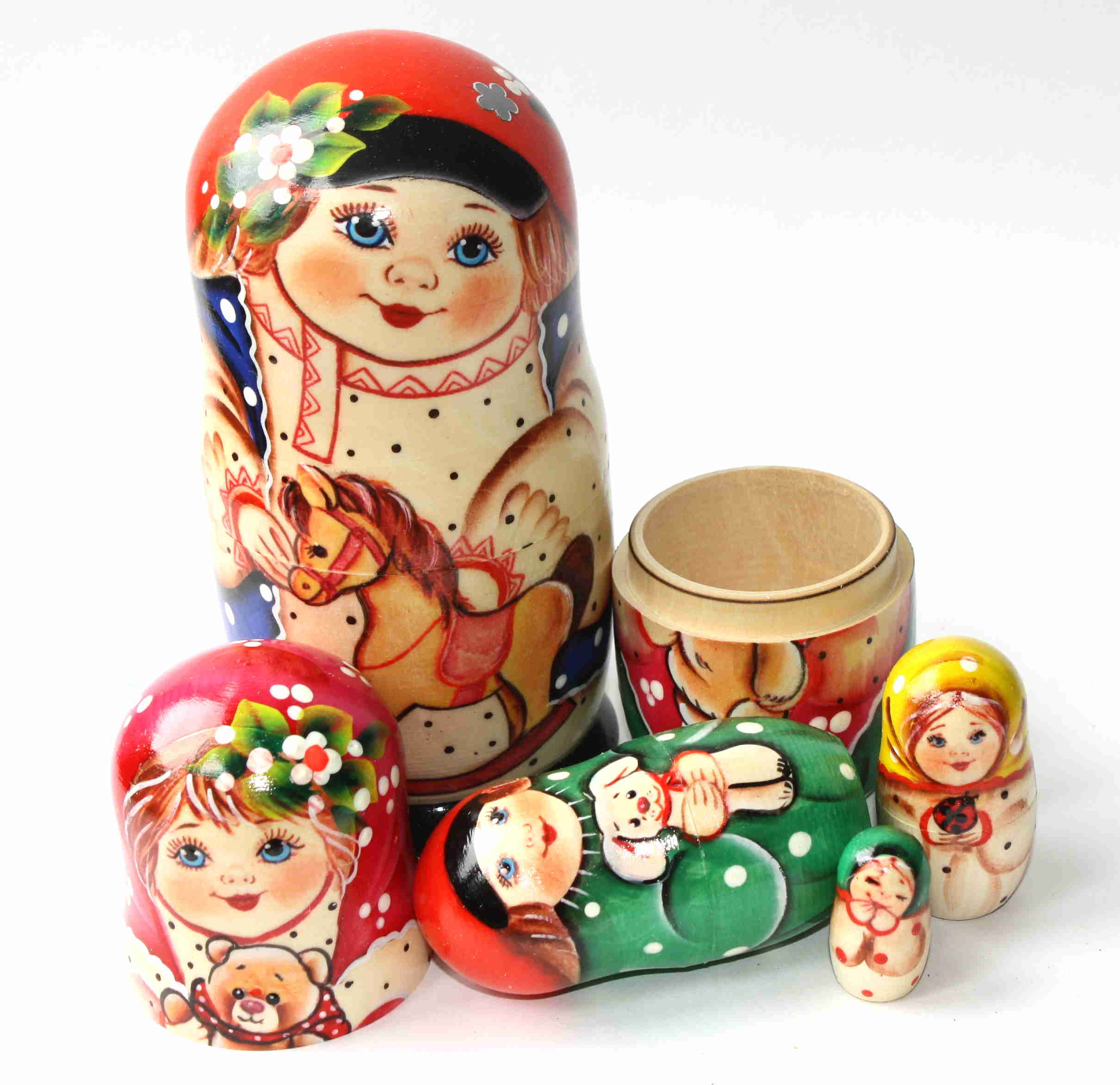 Artists Matryoshka Boy with Rocking Horse (5 nested set)