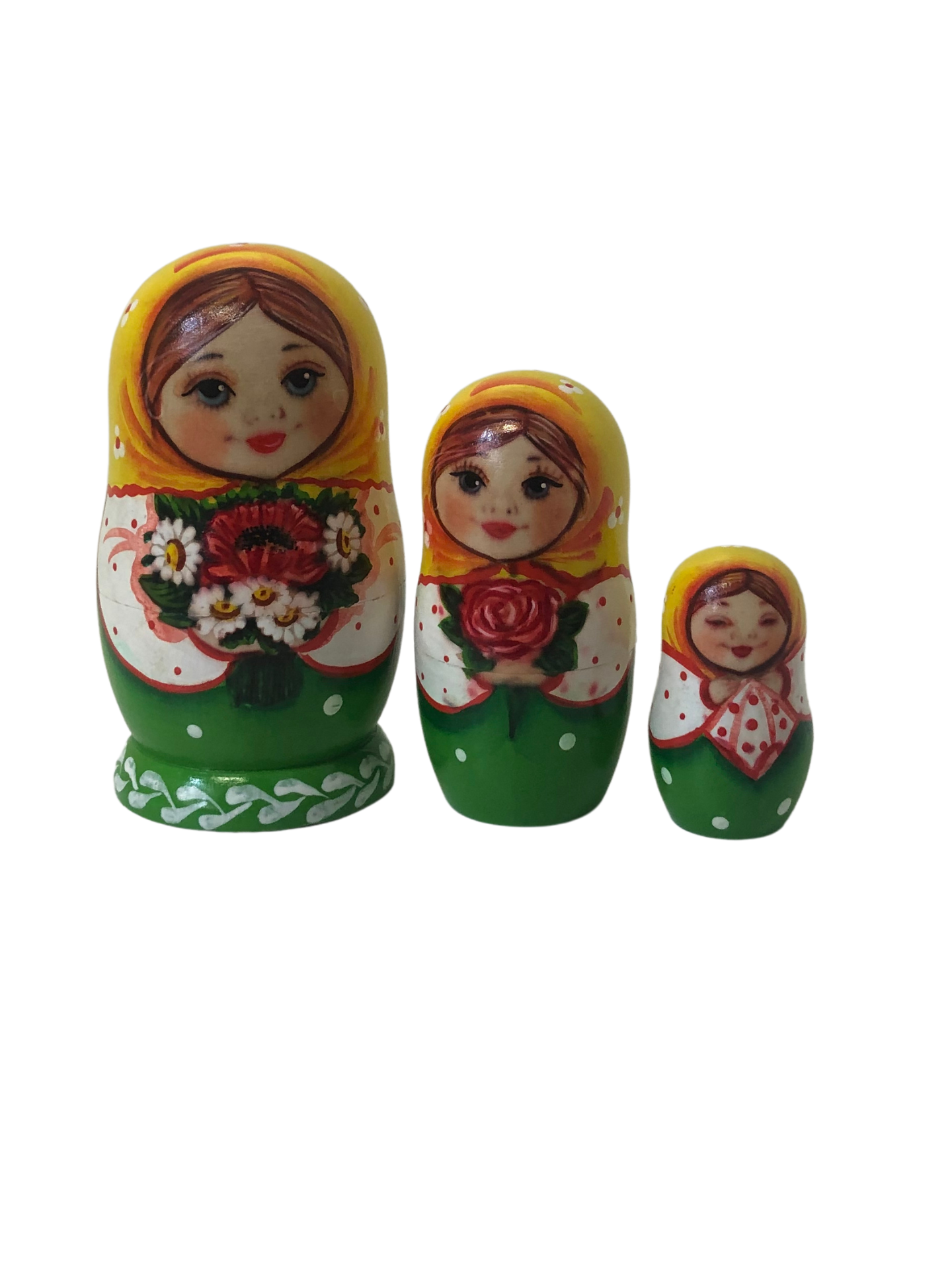 Artists Matryoshka girl with Bouquet (Set of 3)