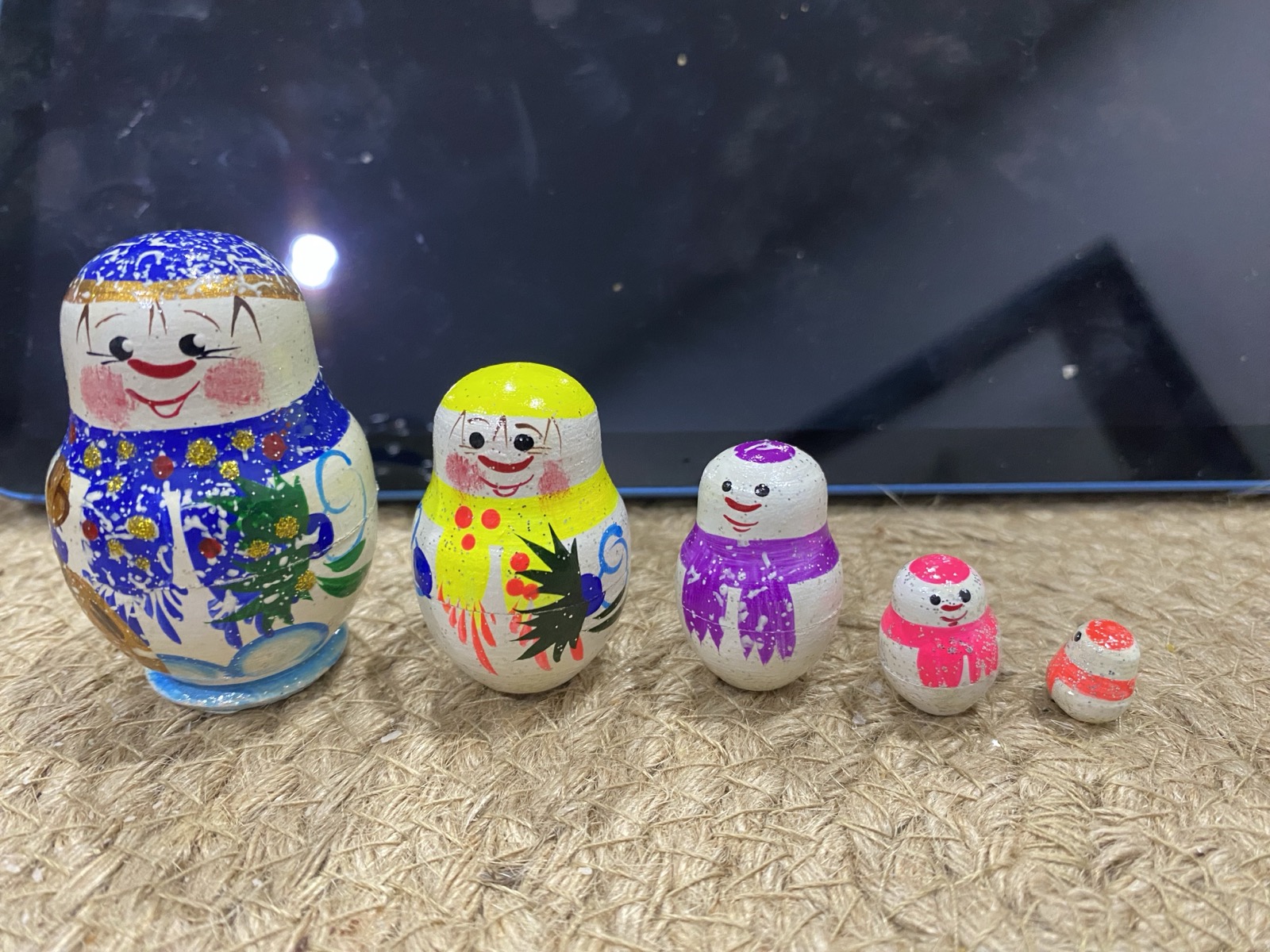 Miniature Snowman Nesting Dolls – 5 Nested Set
