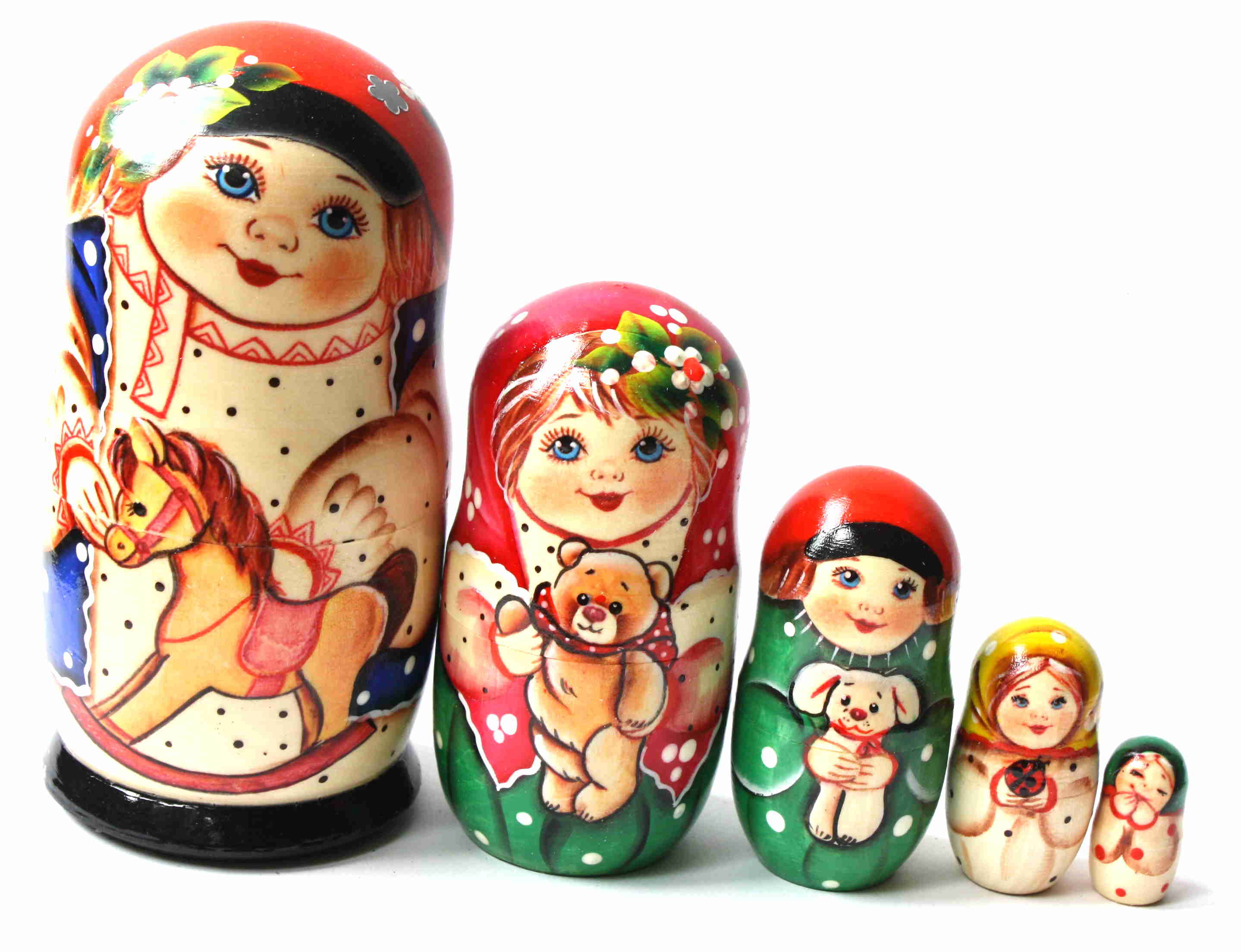 Artists Matryoshka Boy with Rocking Horse (5 nested set)