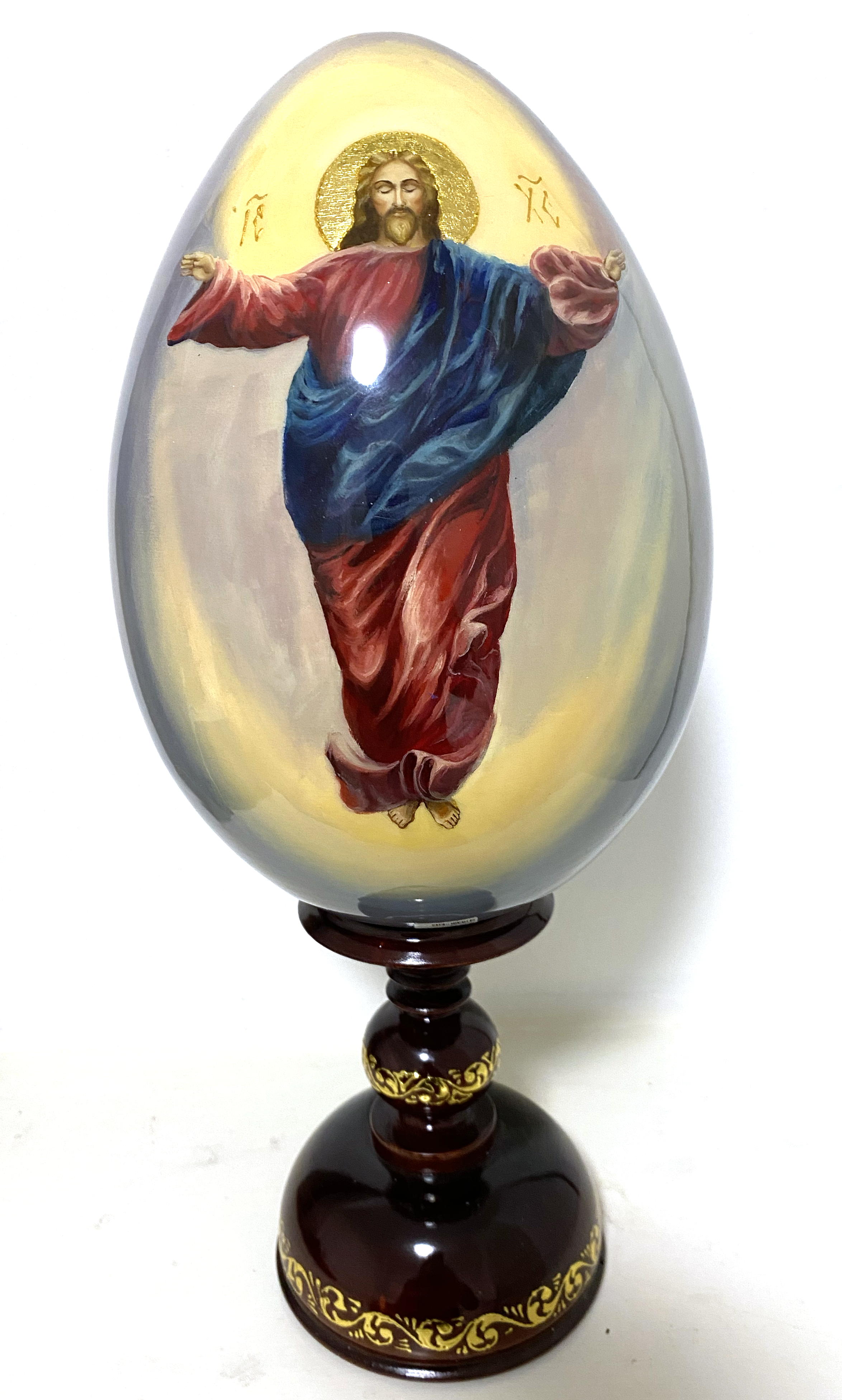 Wooden Egg Icon - Double sided Christ by Sergei Ryabov