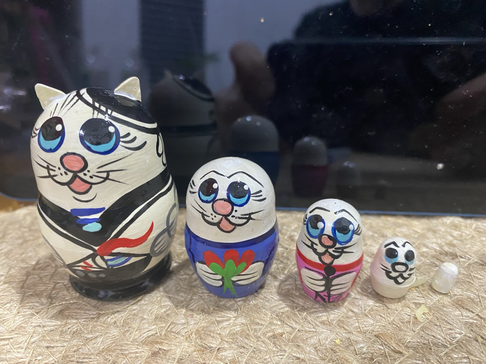 Miniature Ninja Cat Nesting Dolls – 5 Nested Set