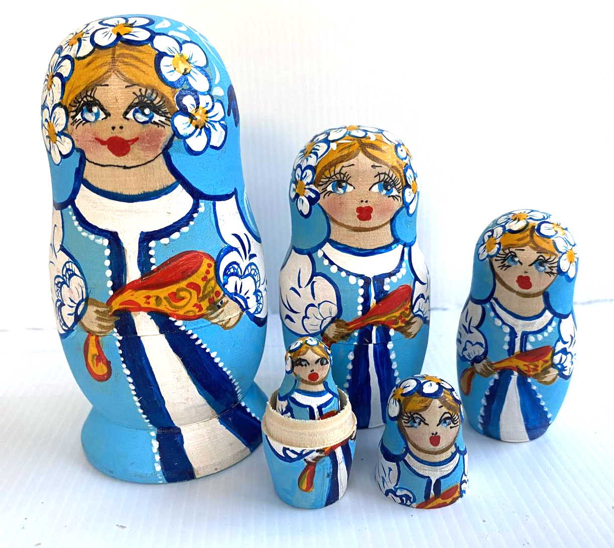 Artists Matryoshka set of five Blue Girl