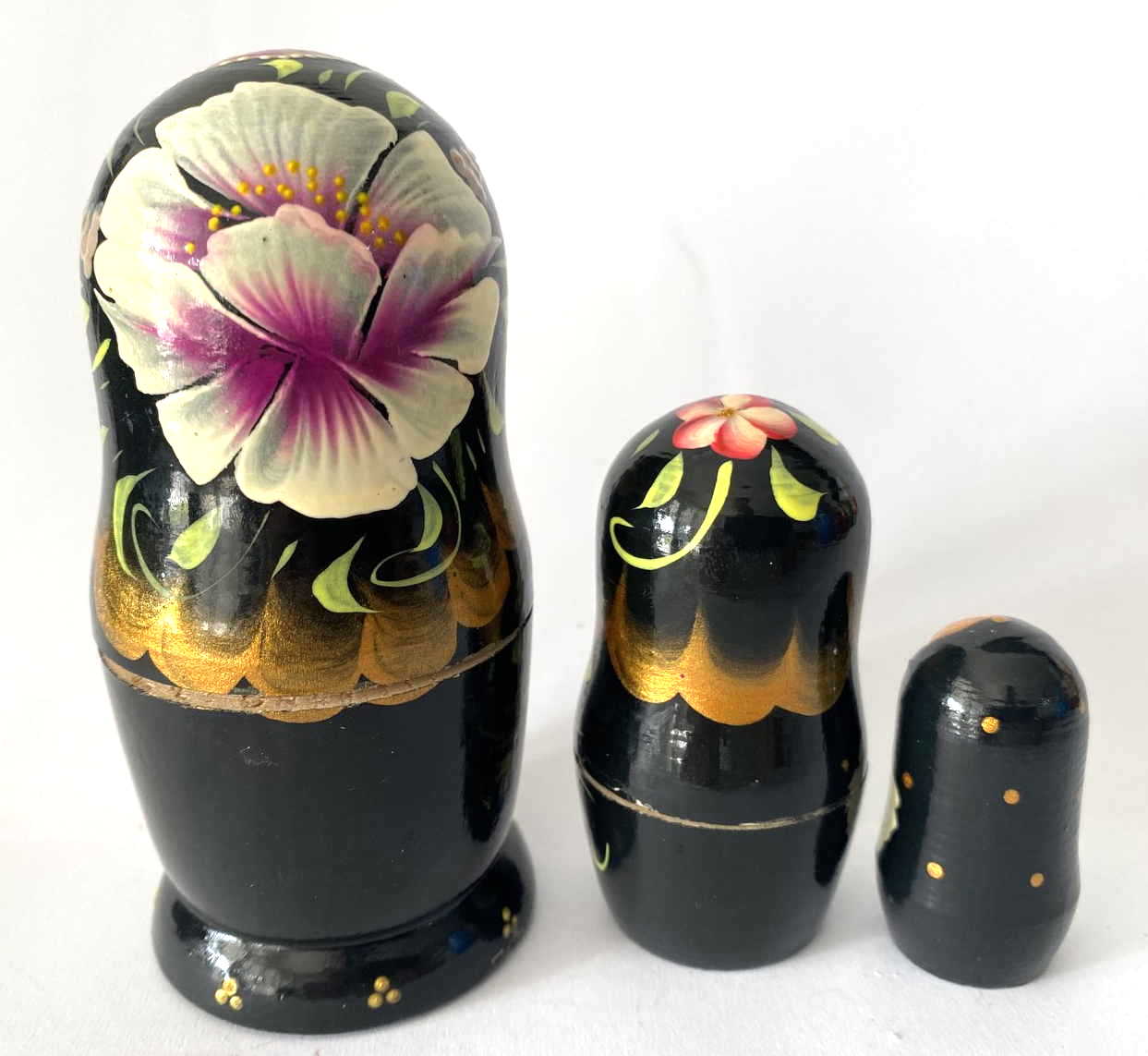 Black & Floral Nesting Dolls - 3 Nested Set