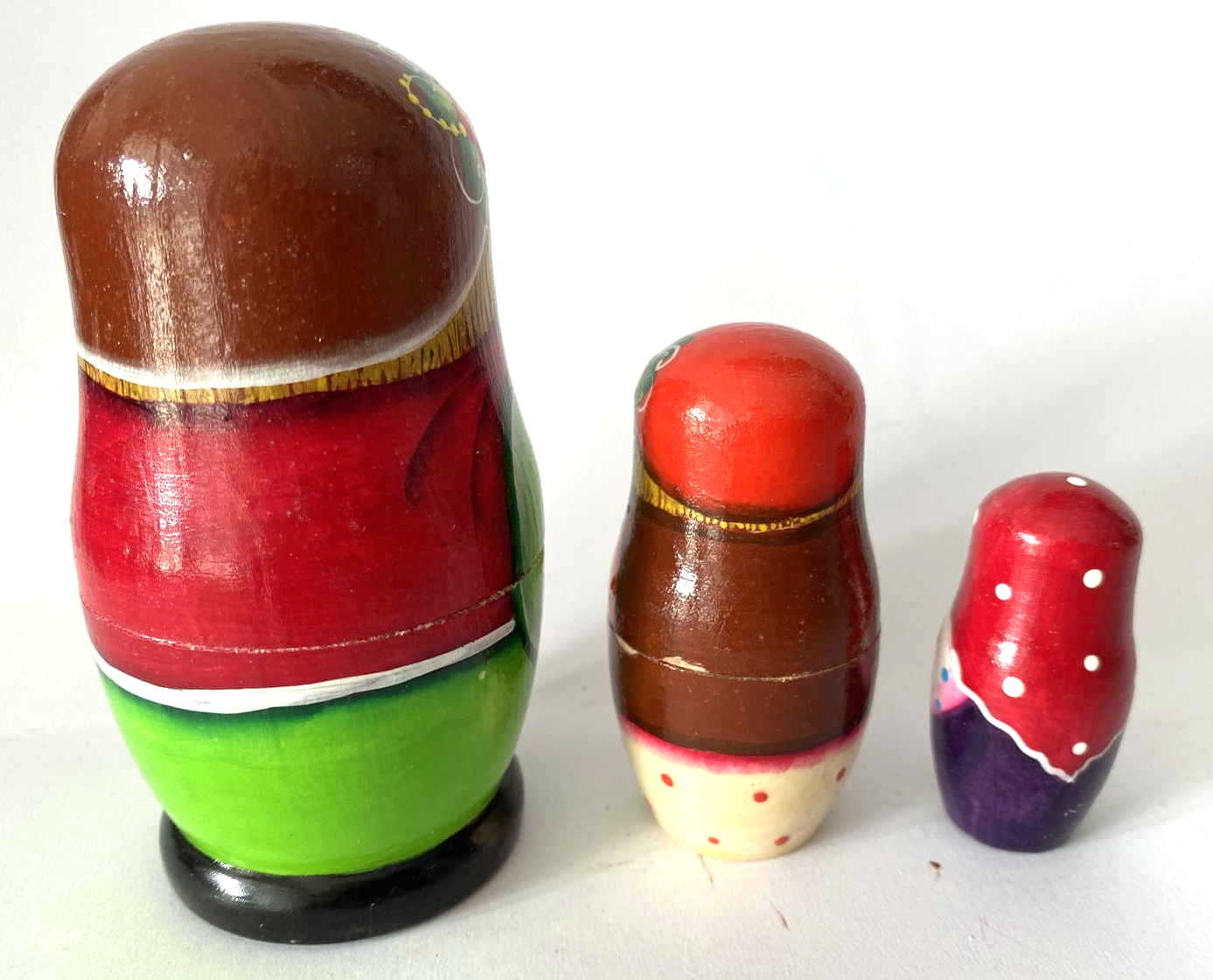 Russian Balalaika Player Nesting Dolls - 3 Nested Set (Green)