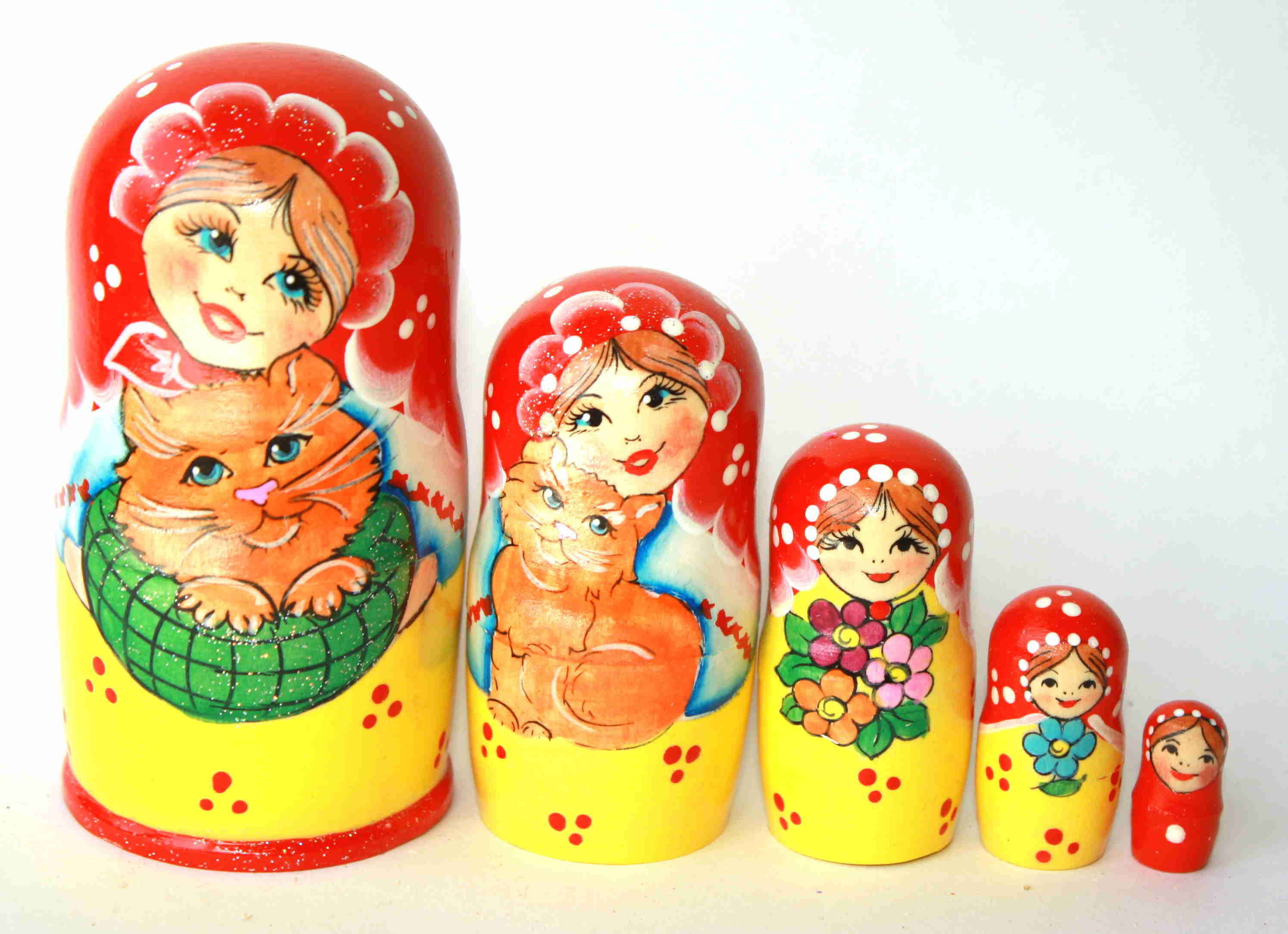 Girl with Ginger Cat Matryoshka – 5 Nested Set