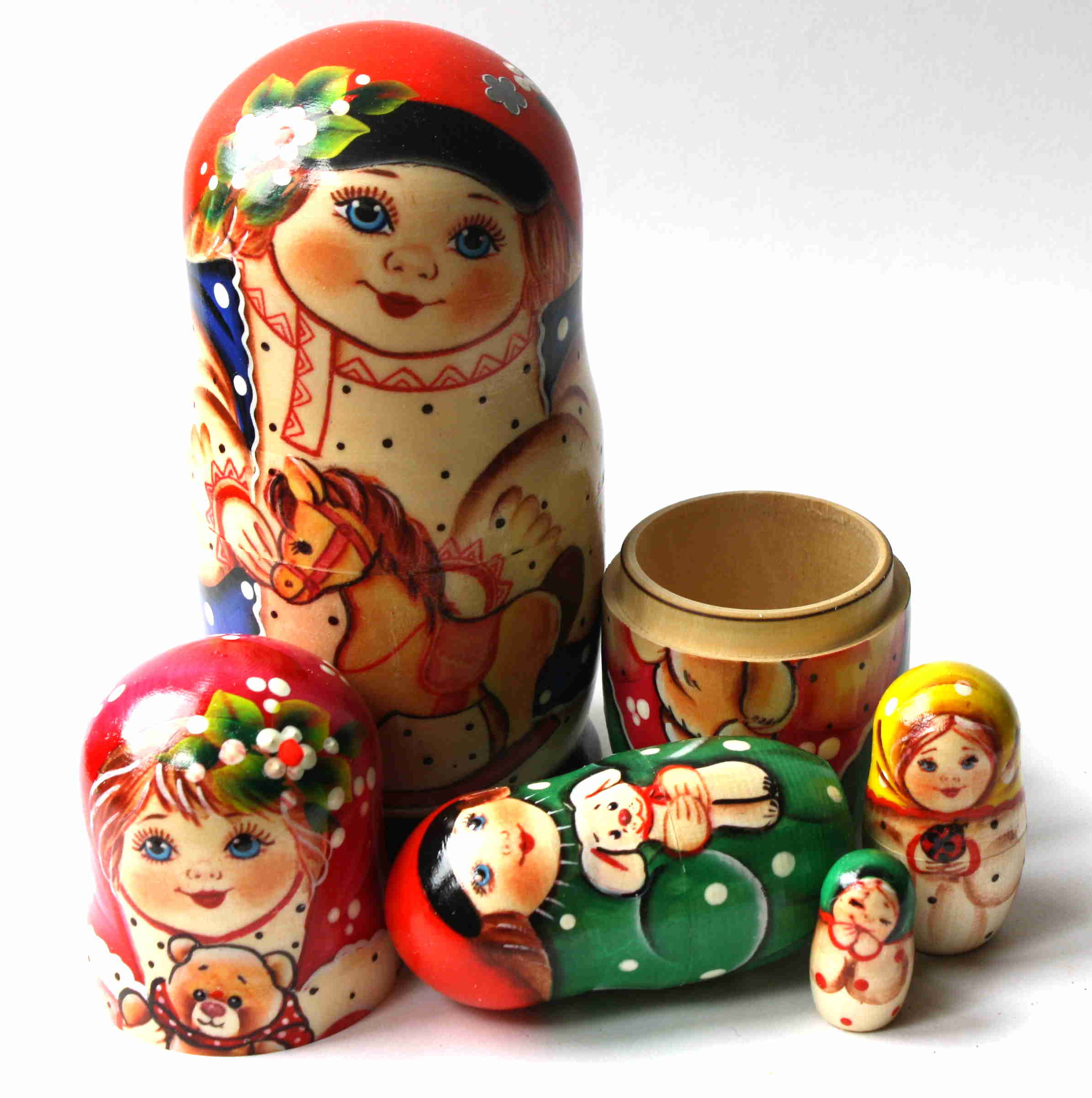 Artists Matryoshka Boy with Rocking Horse (5 nested set)