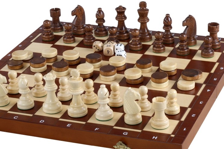 Handmade Wooden Combination Set – Chess, Backgammon & Draughts (Checkers)