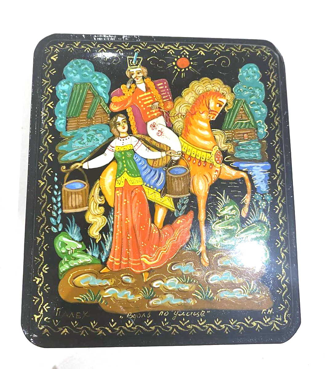 Palekh Lacquer Box - Along the Street