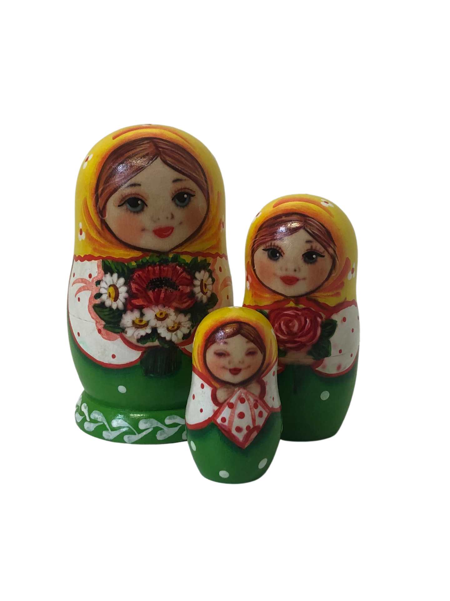 Artists Matryoshka girl with Bouquet (Set of 3)