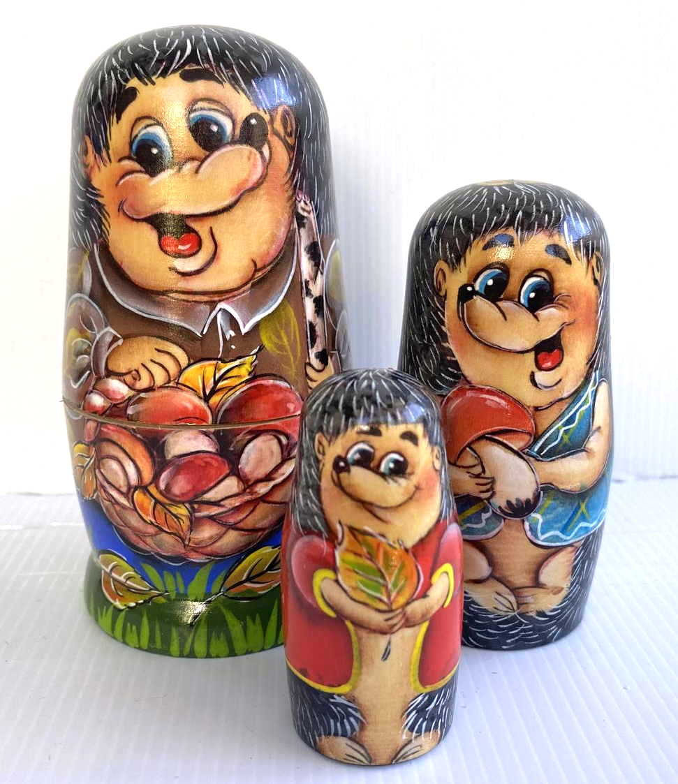 Novelty Hedgehog with mushrooms (3 Nested Set)