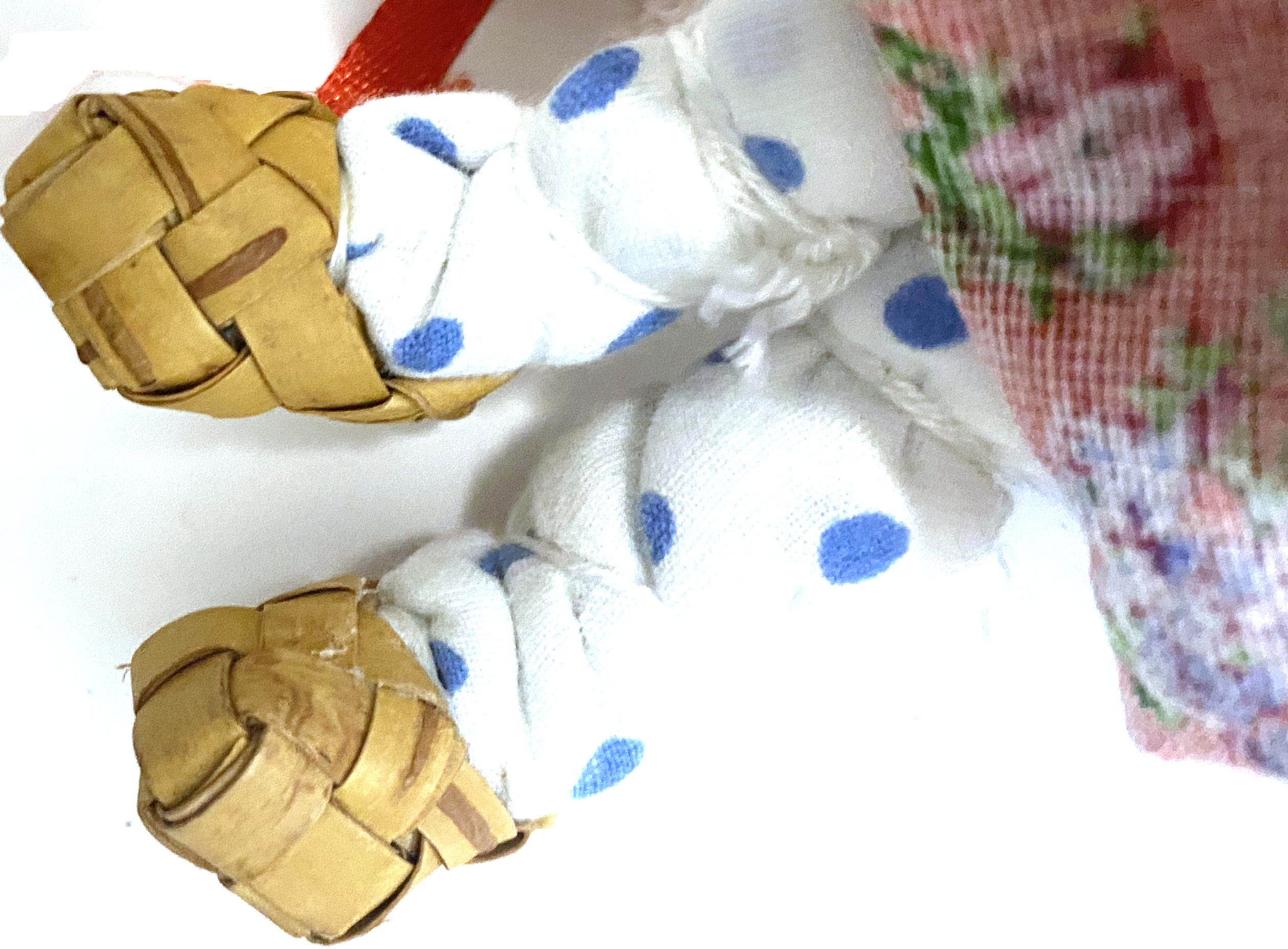 Cloth doll - red floral skirt