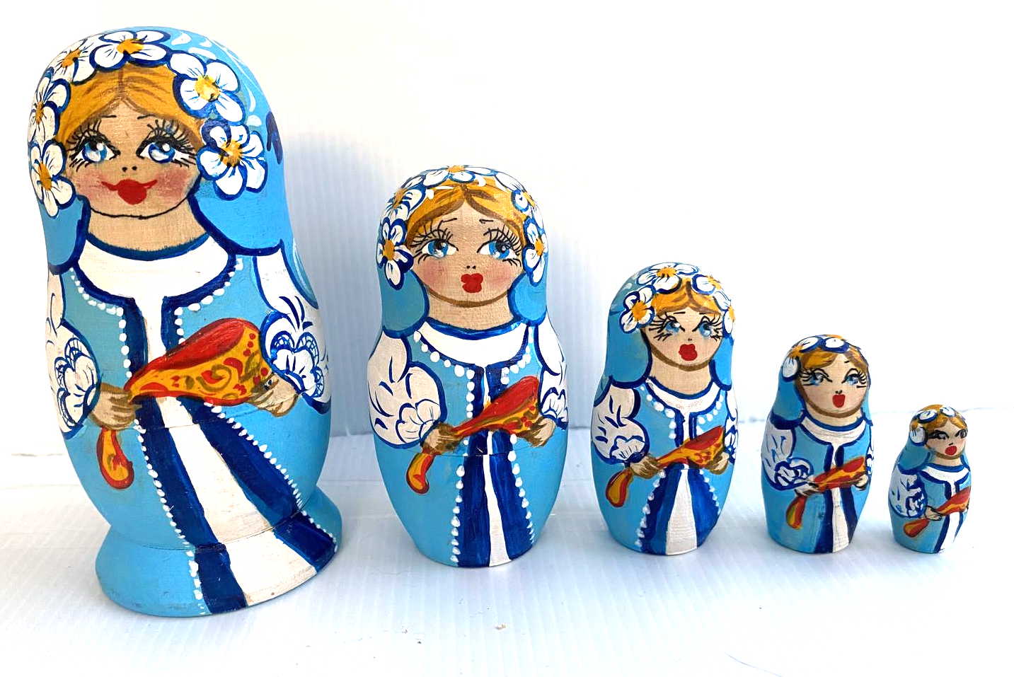 Artists Matryoshka set of five Blue Girl
