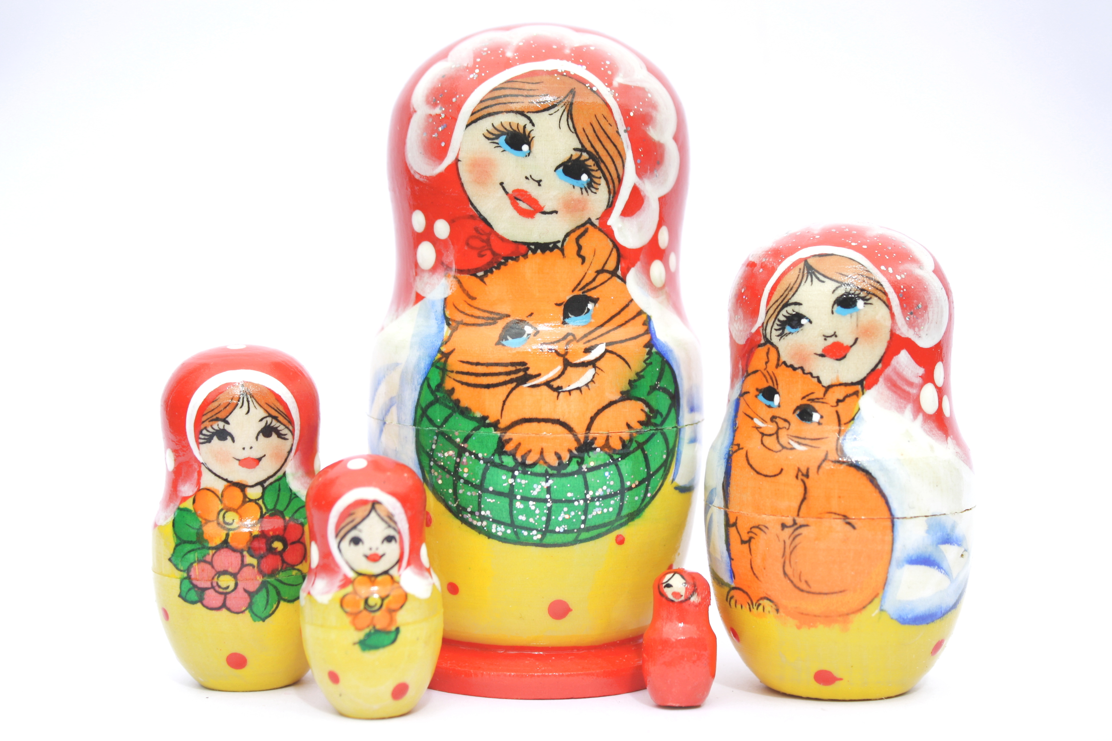 Girl with Ginger Cat Matryoshka – 5 Nested Set