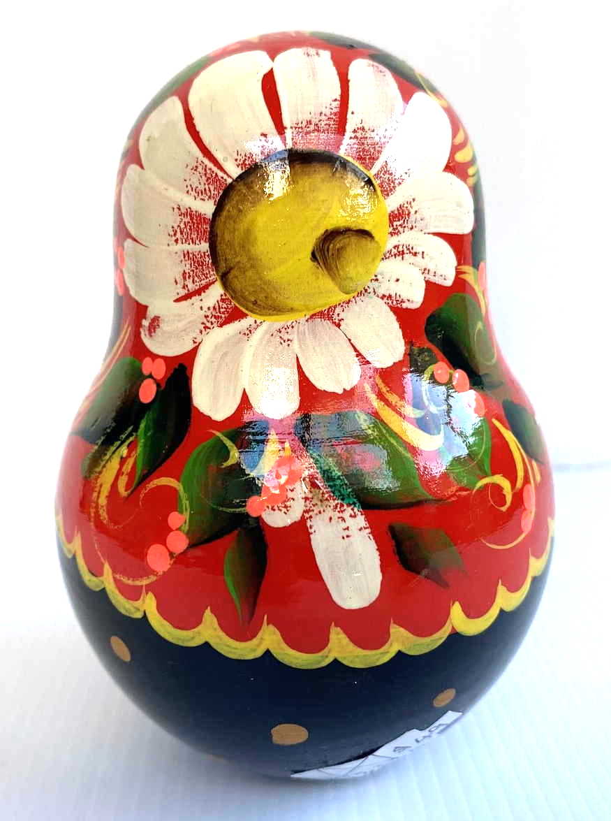 Artists Matryoshka RolyPoly Girl with Cup of Tea