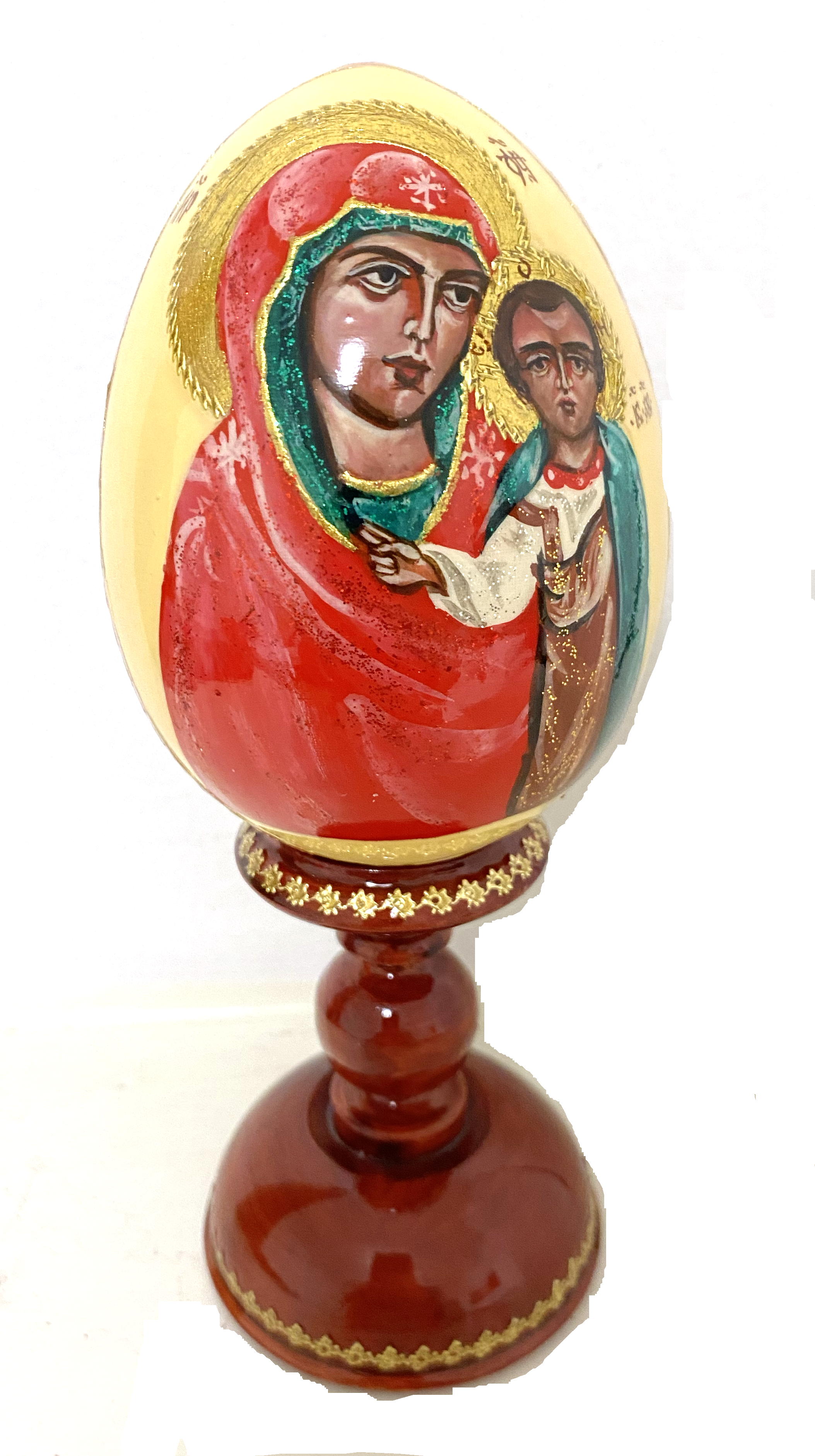 Wooden Egg Icon - Mother and Child by Novikov