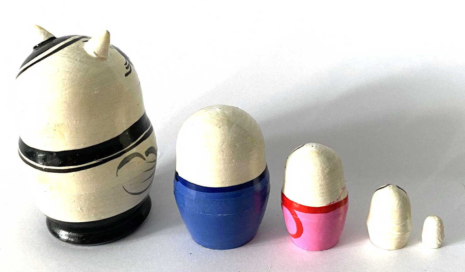 Miniature Ninja Cat Nesting Dolls – 5 Nested Set - 55mm