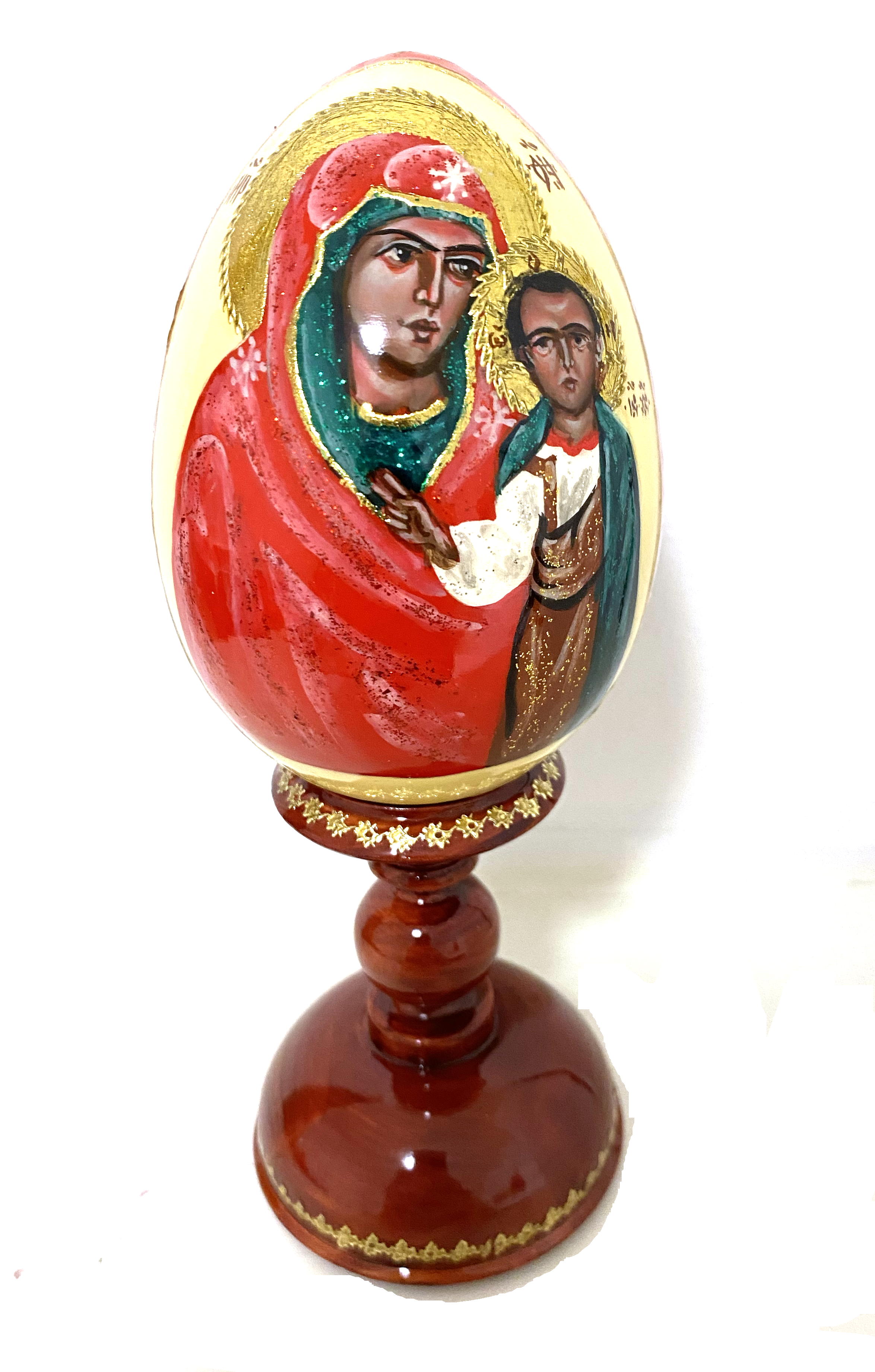 Wooden Egg Icon - Mother and Child by Novikov