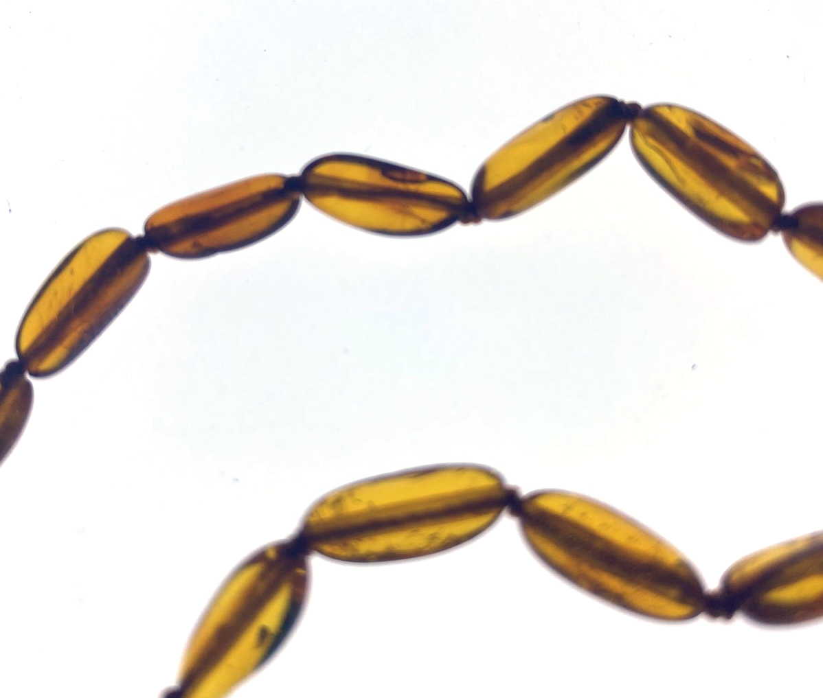 Vintage Natural Baltic Amber Oval Bead Necklace, Clear Lemon Honey, Knotted Strand