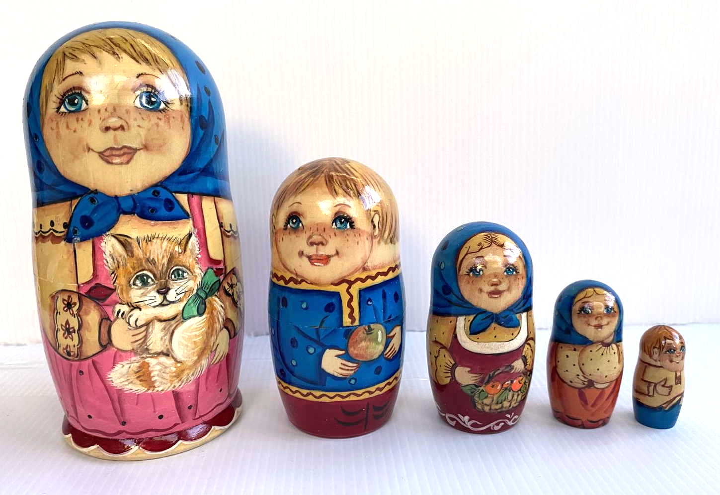 Artists Matryoshka Girl with Flowers 3 not 5 (5 nested set)
