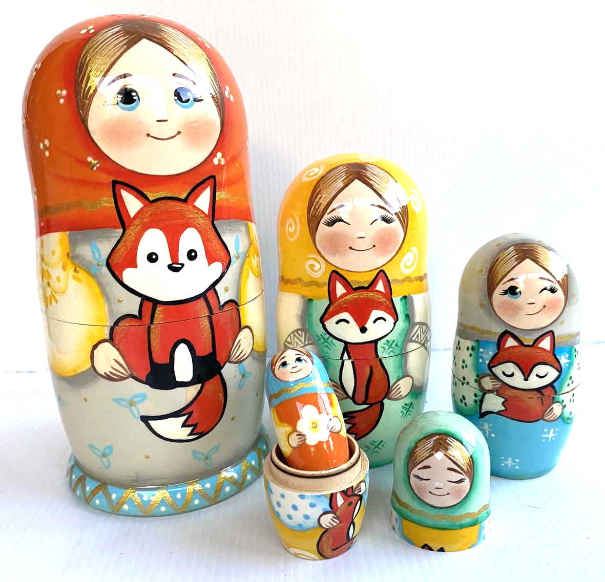 Fox Matryoshka Nesting Dolls – 5 Nested Set