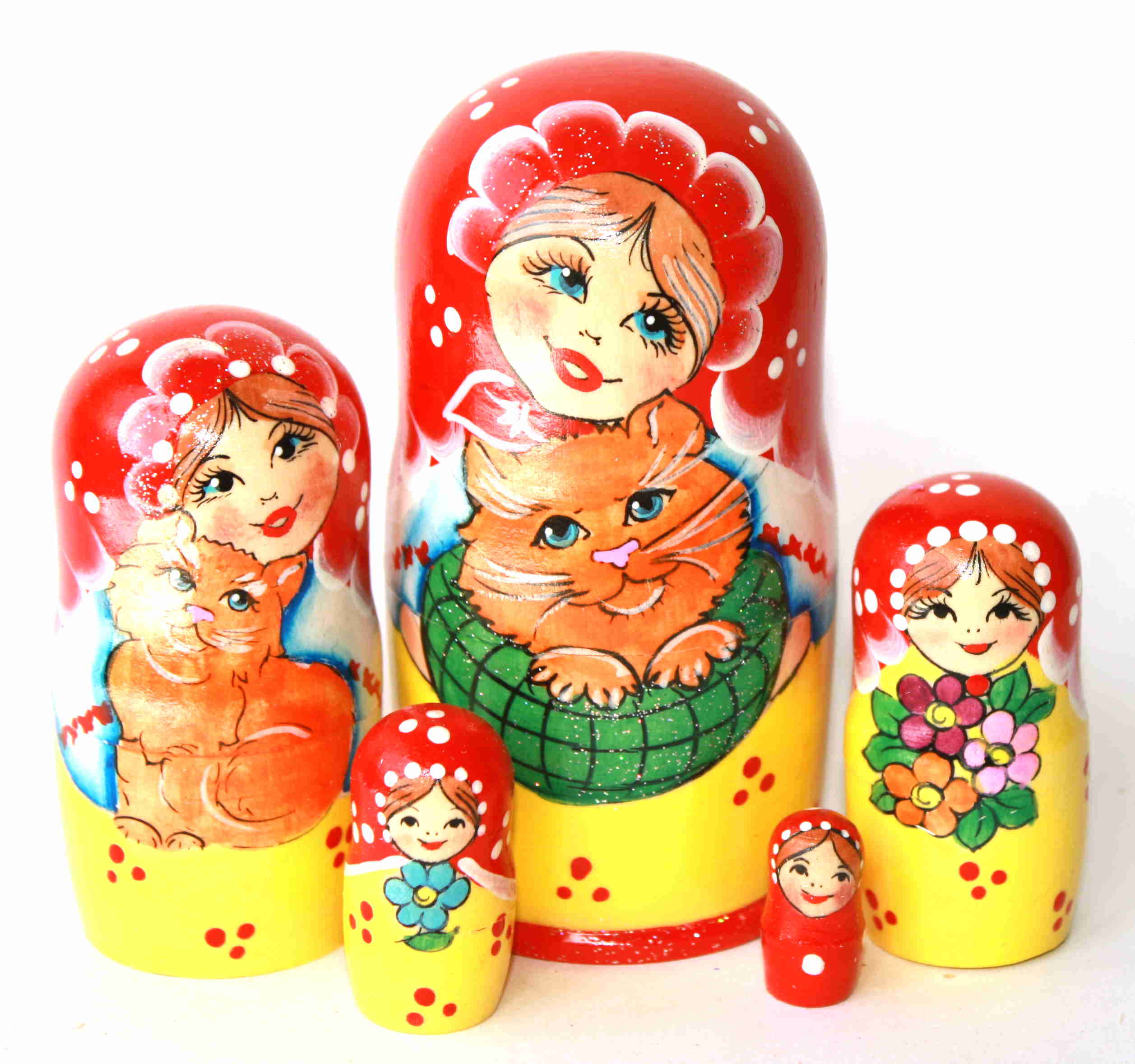 Girl with Ginger Cat Matryoshka – 5 Nested Set