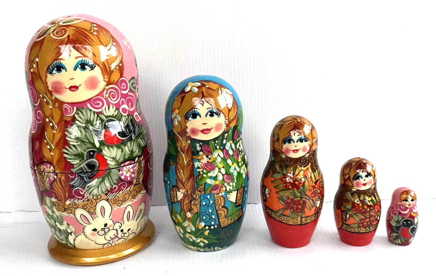 Svetik (Светик) Winter Forest Nesting Dolls - 5 Nested Set