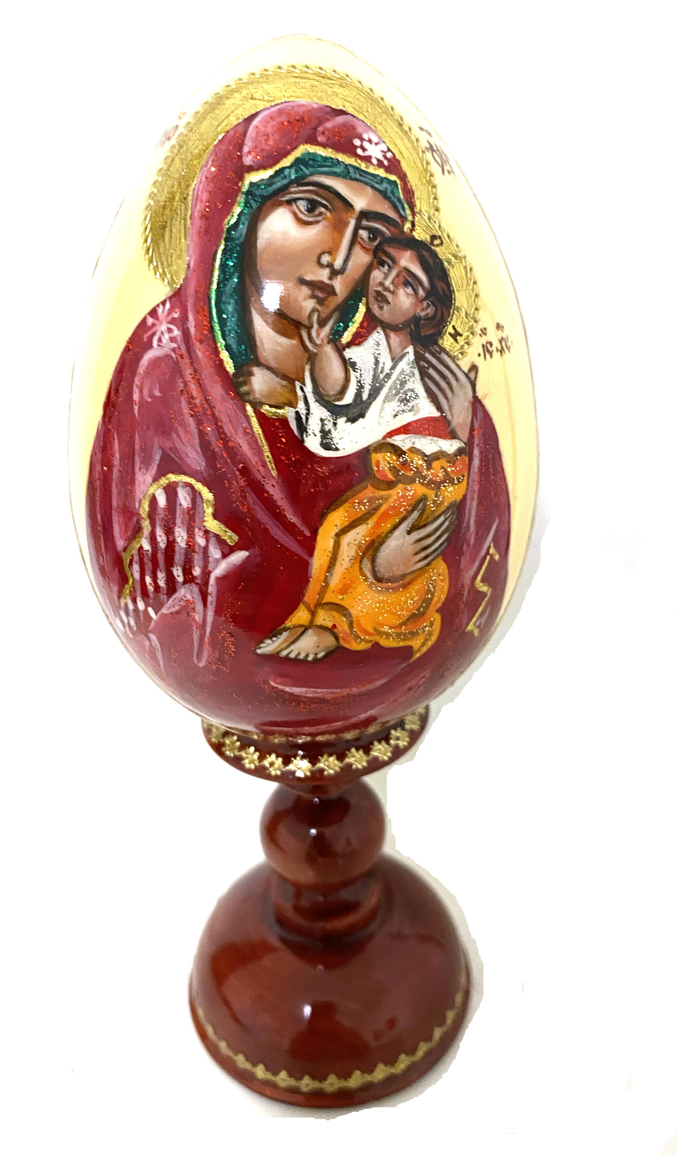 Wooden Egg Icon - Mother and Child by Novikov