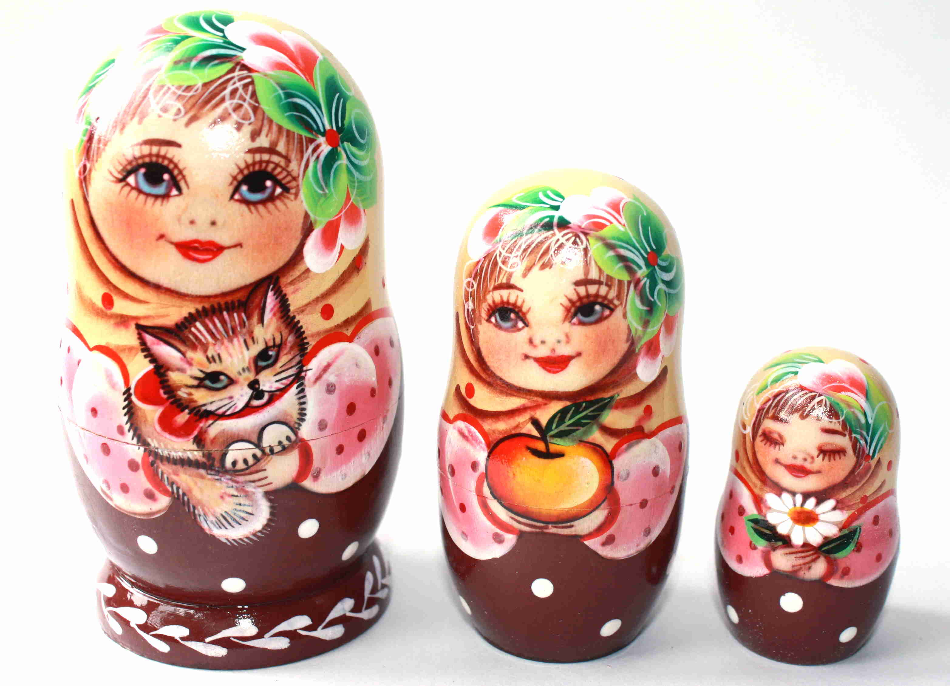Girl with Tabby Cat Matryoshka – 3 Nested Set