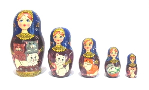 Cat Lover Matryoshka Nesting Dolls – 5 Nested Set
